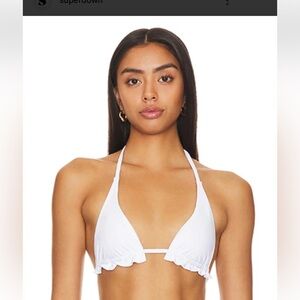 Superdown Anneke‎ Swim Bikini Top in White Sz L